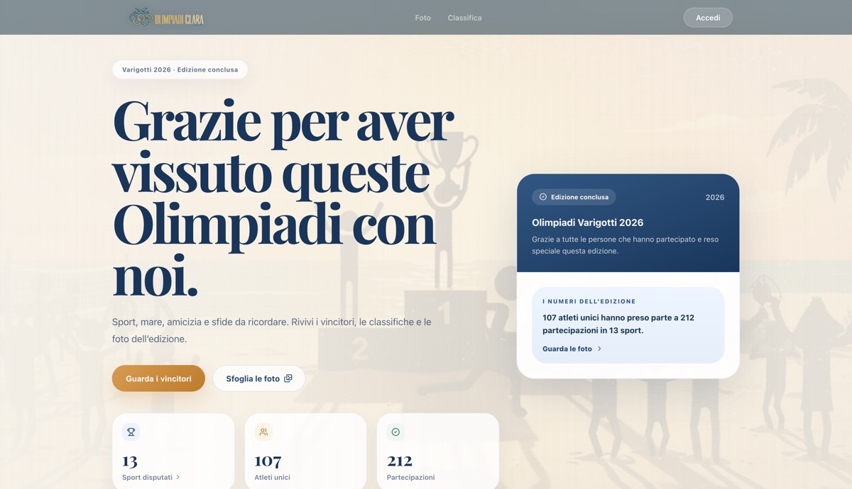 Home page del sito Olimpiadi Clara
